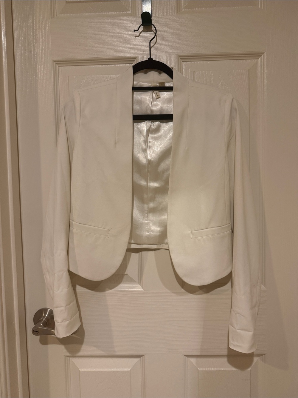 Frenchi White Cropped Open-Front Blazer
